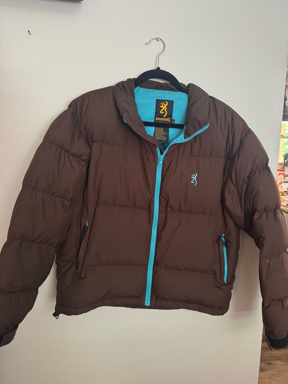 Women’s Browning Brown Puffer Jacket with Turquoise Trim & Lining